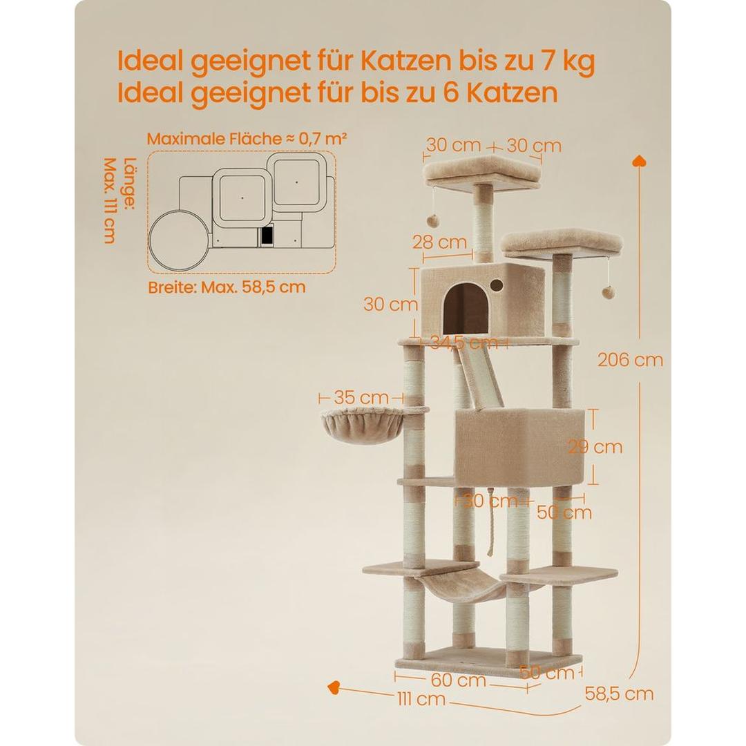 XXL Krabpaal 206 cm met Sisal Krabzuilen – productweergave 47 | De Groot Living
