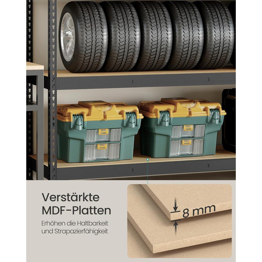 Zwaar Belastbaar Opslagrek Met 4 Verstelbare Legplanken Tot 2000 kg – productweergave 4 | De Groot Living