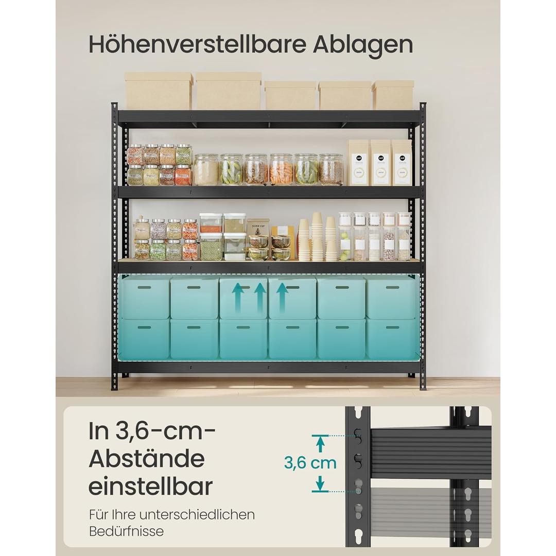 Zwaar Belastbaar Opslagrek Met 4 Verstelbare Legplanken Tot 2000 kg – productweergave 5 | De Groot Living