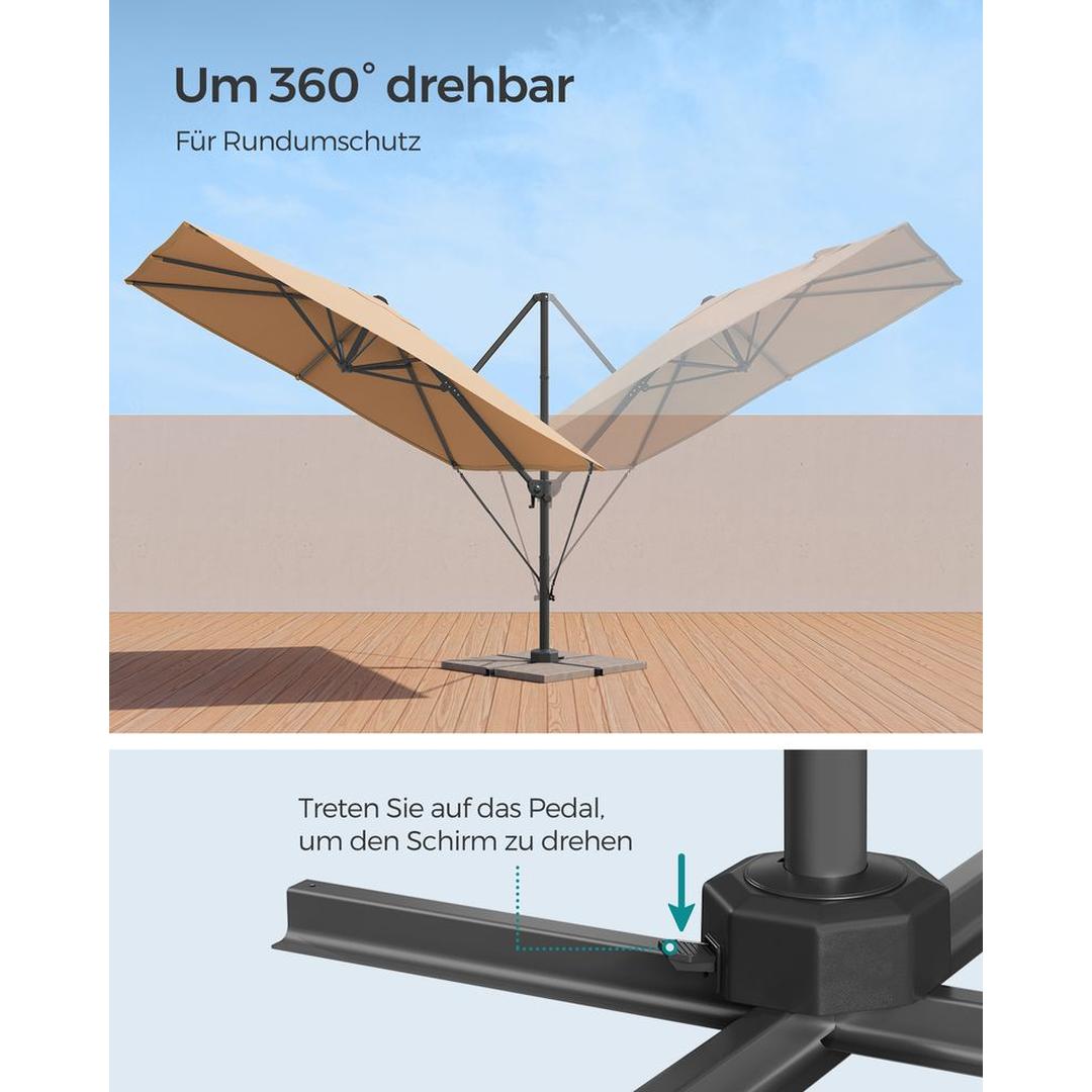 Zweefparasol 270 x 270 cm met 360° Draaifunctie en UPF 50+ Bescherming – productweergave 7 | De Groot Living