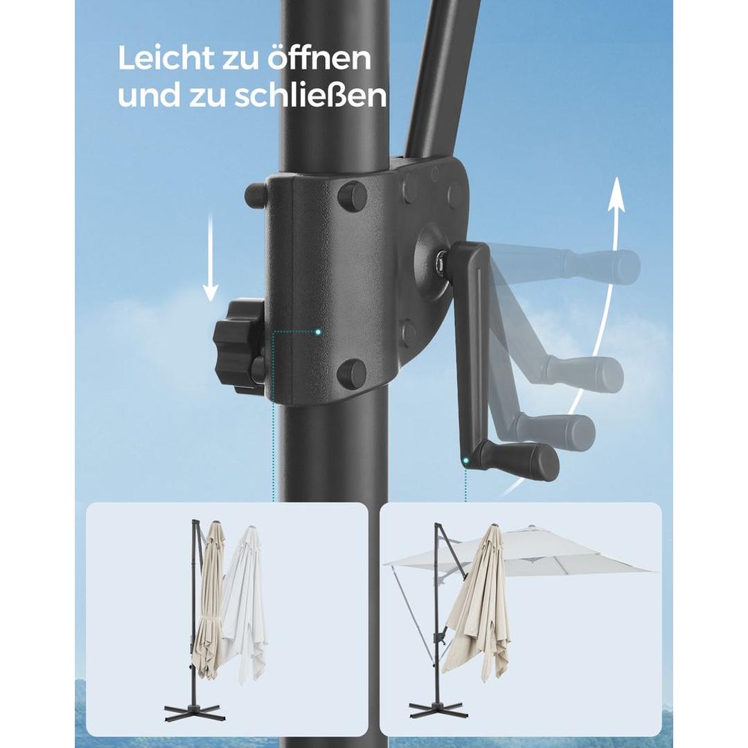 Zweefparasol 270 x 270 cm met 360° Draaifunctie en UPF 50+ Bescherming – productweergave 9 | De Groot Living