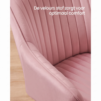 Fluwelen Eetkamerstoel met Armleuningen en Metalen Onderstel, 62,5x60x85 cm