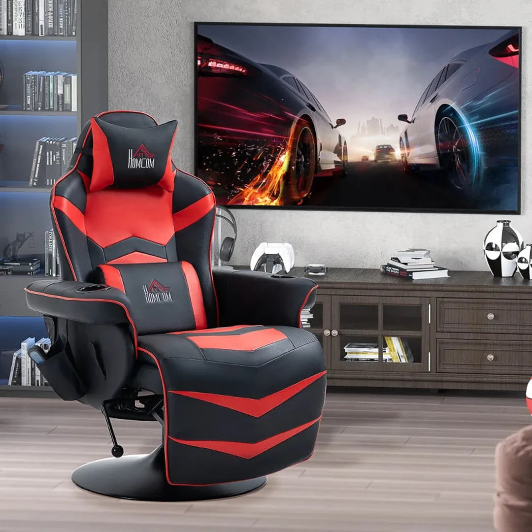 Gamingstoel met Massagefunctie, Voetsteun en Verstelbare Rugleuning