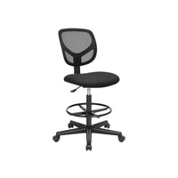 Hoge Bureaustoel met Netbekleding en Verstelbare Voetenring, Zithoogte 51,5 tot 71,5 cm