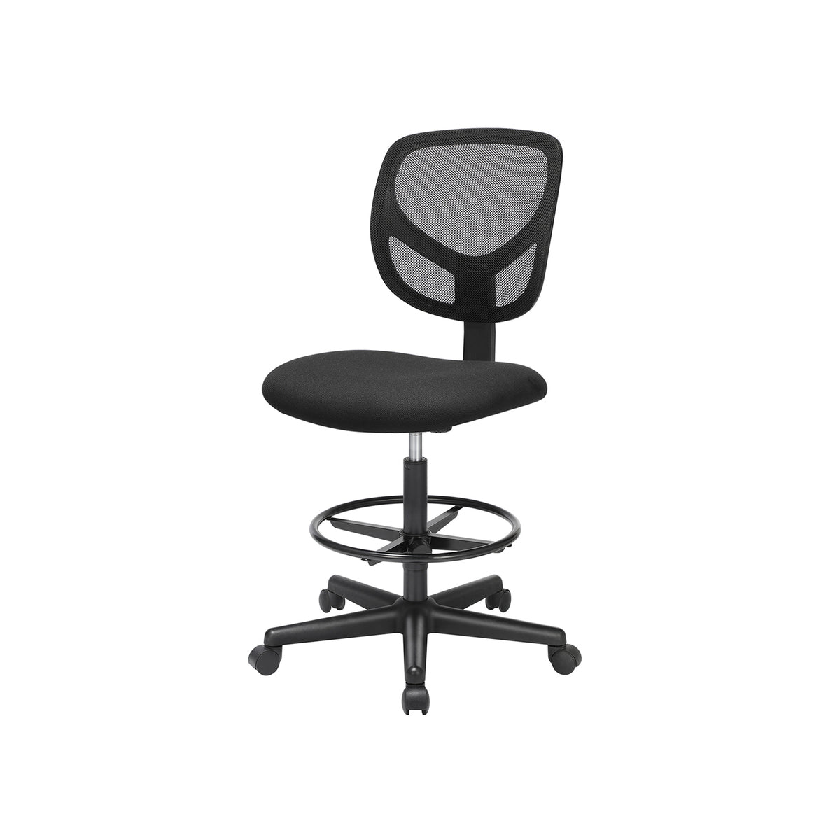 Hoge Bureaustoel met Netbekleding en Verstelbare Voetenring, Zithoogte 51,5 tot 71,5 cm