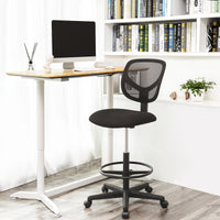 Hoge Bureaustoel met Netbekleding en Verstelbare Voetenring, Zithoogte 51,5 tot 71,5 cm