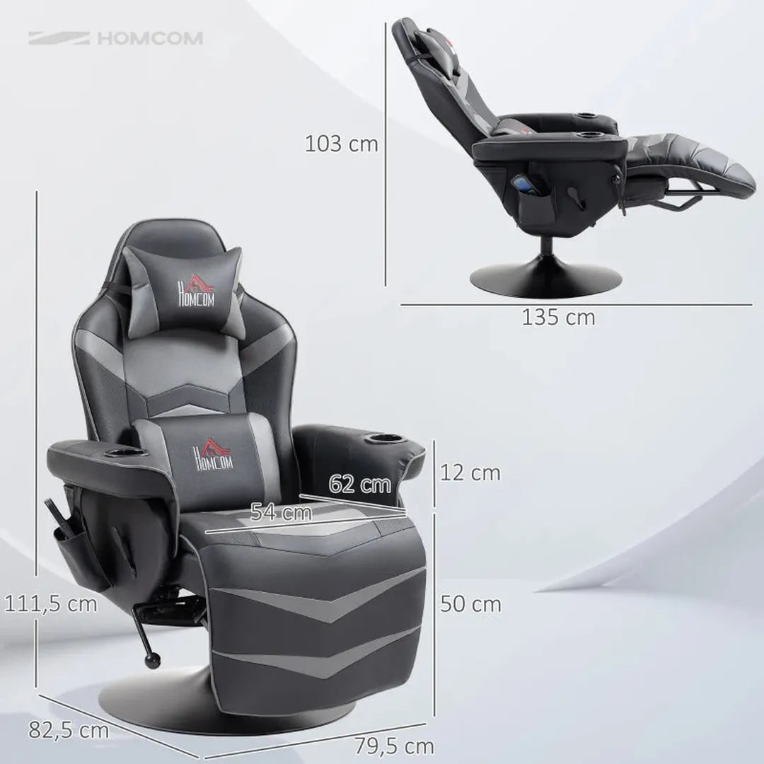 Gamingstoel met Massagefunctie, Voetsteun en Verstelbare Rugleuning