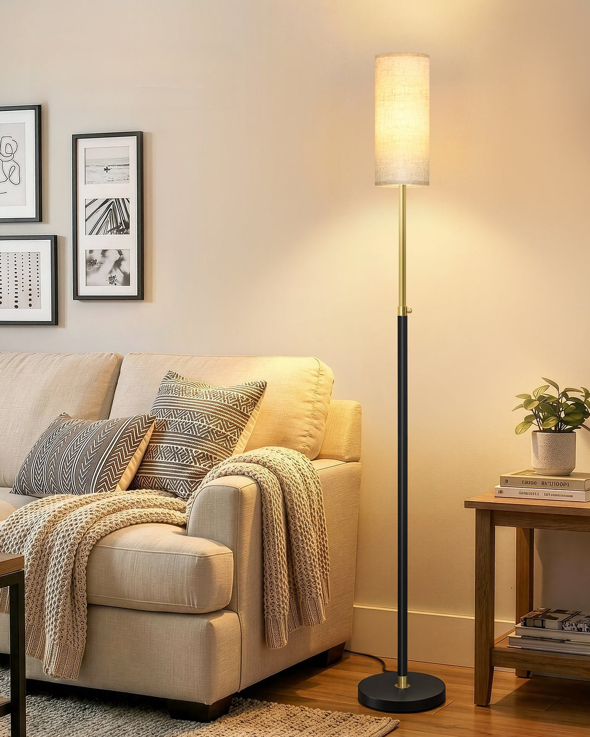 LED Vloerlamp met Linnen Kap en 3 Kleurtemperaturen