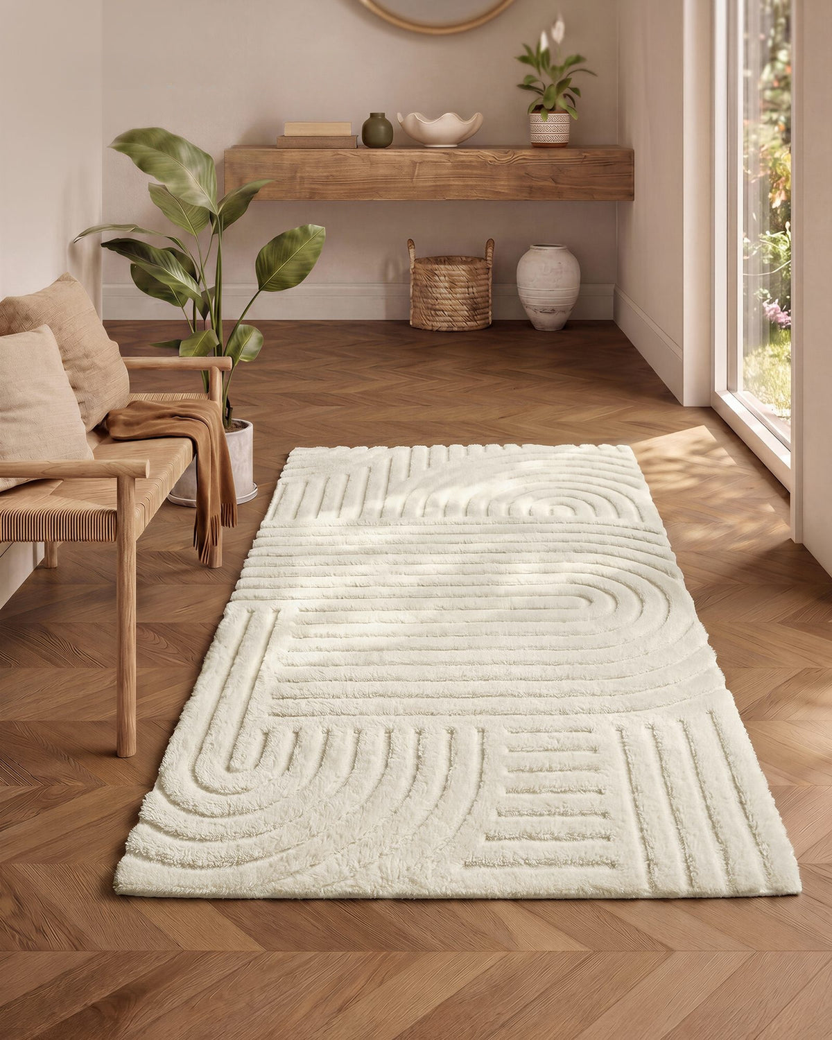 Vloerkleed met 3D-hoog-laagpool en Geometrisch Patroon