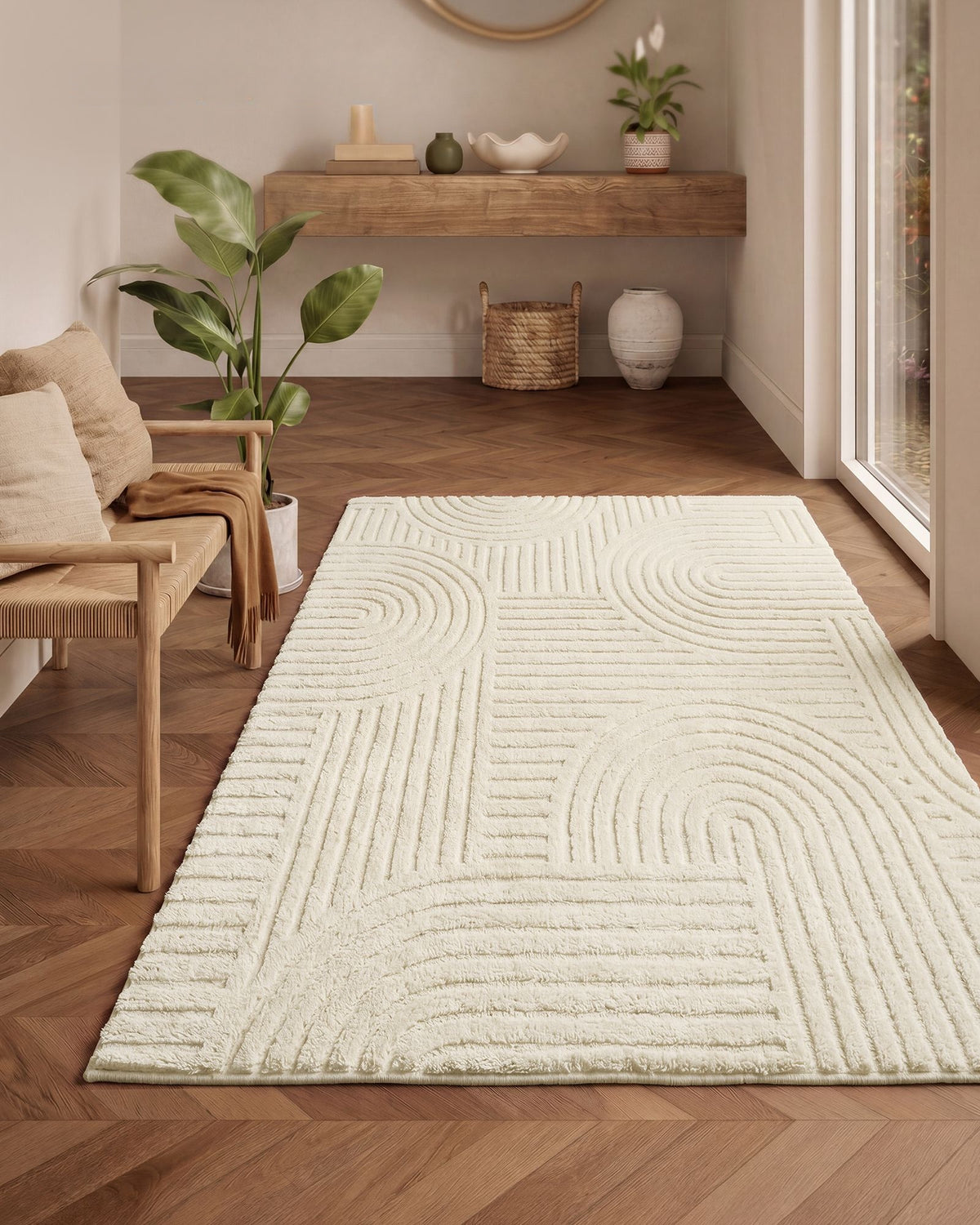 Vloerkleed met 3D-hoog-laagpool en Geometrisch Patroon