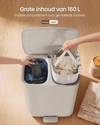 Wasmand met Deksel en 2 Vakken, 160 Liter