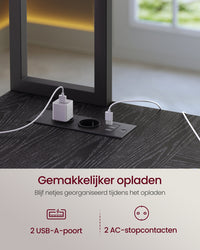 L-vormig Hoekbureau met LED-verlichting, Stopcontacten en 3 Lades