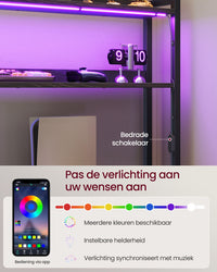 L-vormig Hoekbureau met LED-verlichting, Stopcontacten en 3 Lades