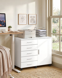 Verrijdbare Archiefkast met 5 Lades en Kastdeur, 80 x 40 cm