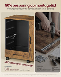 Verrijdbare Archiefkast met 5 Lades en Kastdeur, 80 x 40 cm