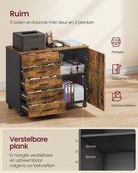 Verrijdbare Archiefkast met 5 Lades en Kastdeur, 80 x 40 cm