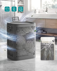 Smalle Wasmand met Deksel van Kunststof, 75 L