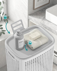 Smalle Wasmand met Deksel van Kunststof, 75 L
