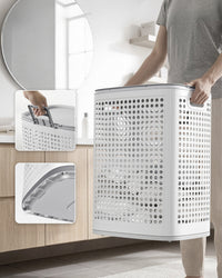 Smalle Wasmand met Deksel van Kunststof, 75 L