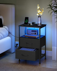 Nachtkastjes Set van 2 met Stopcontact en LED-verlichting
