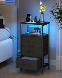 Nachtkastjes Set van 2 met Stopcontact en LED-verlichting
