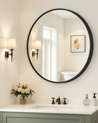 Ronde Wandspiegel van 105 cm met Zwart Metalen Frame