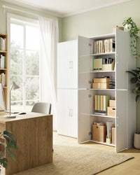 Multifunctionele Opbergkast met 4 Deuren en 5 Planken, 80 x 40 x 180 cm