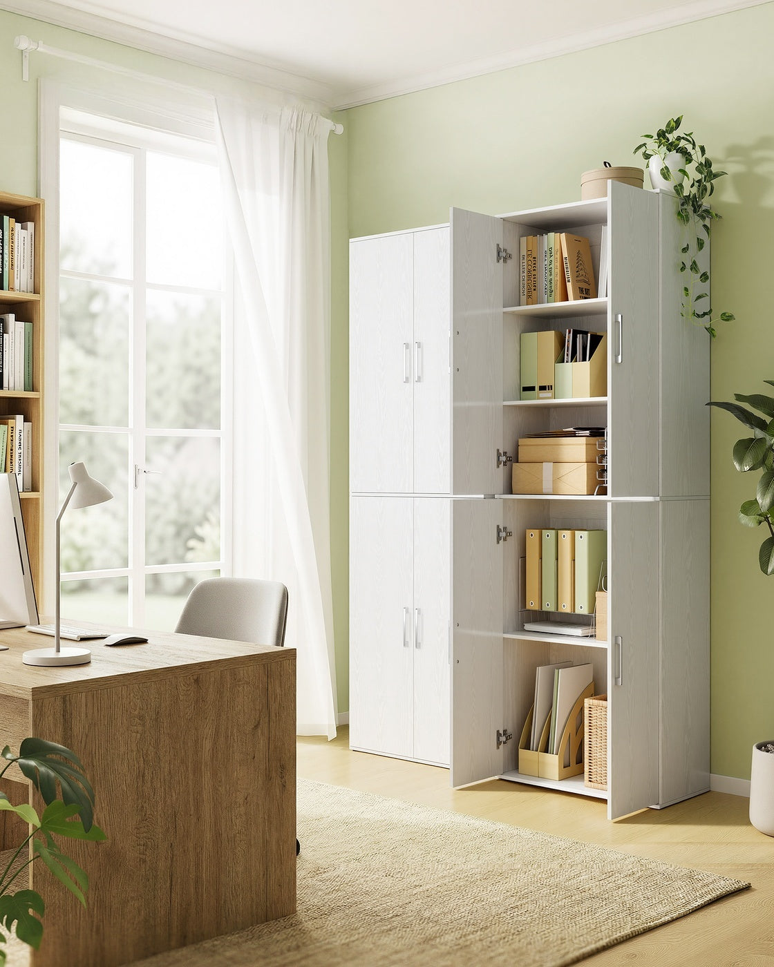 Multifunctionele Opbergkast met 4 Deuren en 5 Planken, 60 x 40 x 180 cm