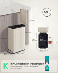 Pedaalemmer van 50 Liter met Softclose-deksel en Uitneembare Binnenemmer