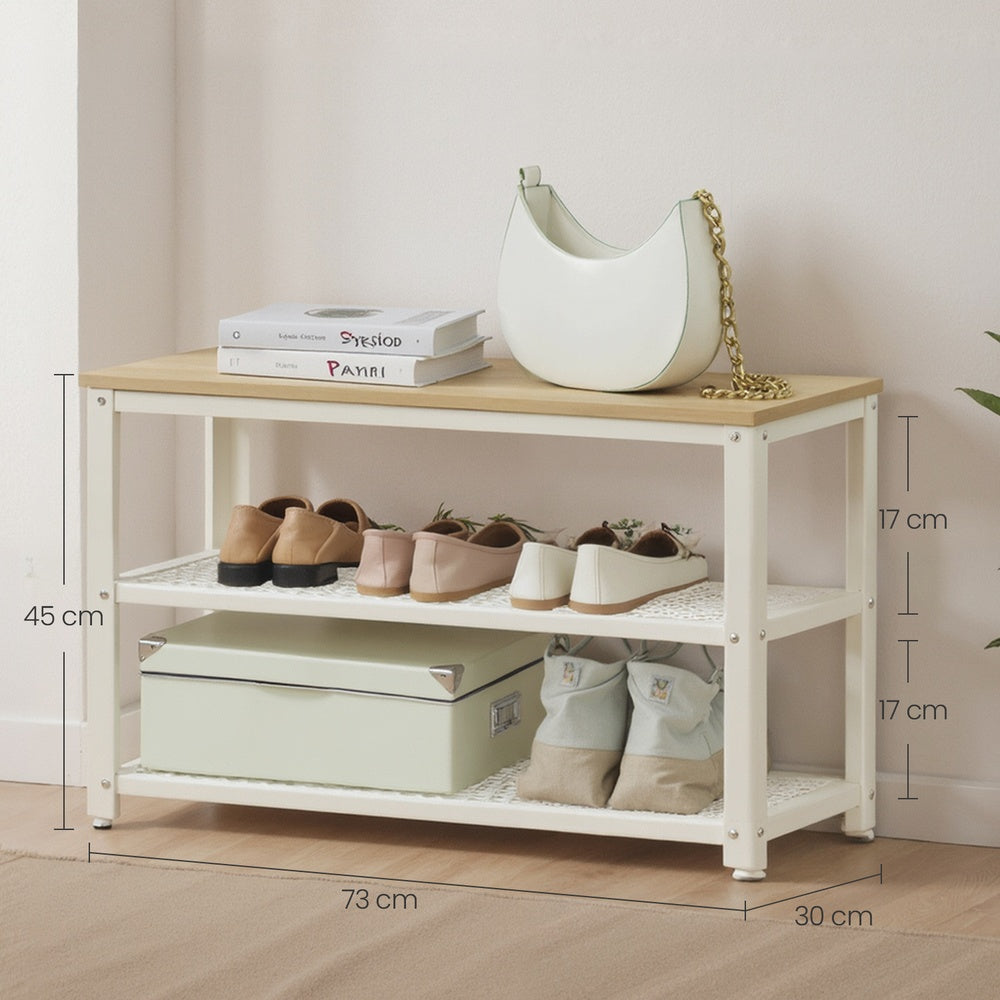 Schoenenbank met 2 Roosterplanken en Zitvlak, 73 cm