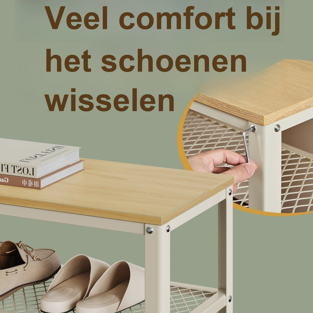 Schoenenbank met 2 Roosterplanken en Zitvlak, 73 cm