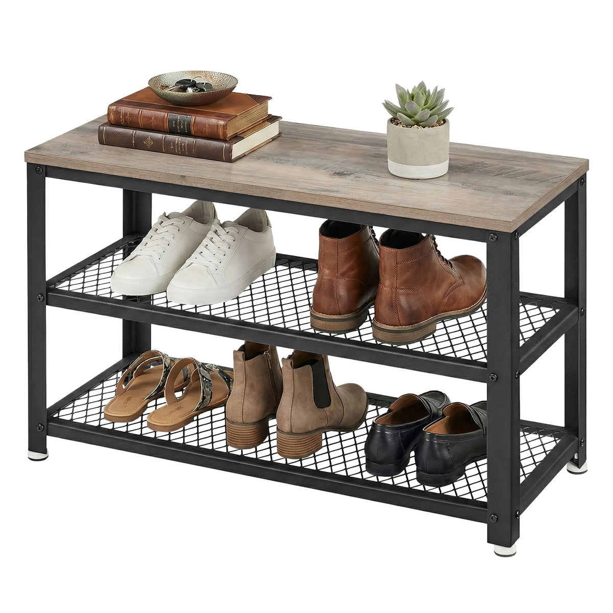 Schoenenbank met 2 Roosterplanken en Zitvlak, 73 cm