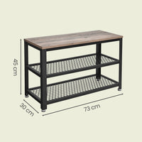 Schoenenbank met 2 Roosterplanken en Zitvlak, 73 cm
