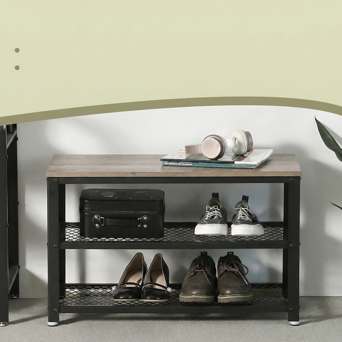 Schoenenbank met 2 Roosterplanken en Zitvlak, 73 cm