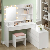 Kaptafel met Ledspiegel, 9 Lades en Stopcontact