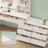 Kaptafel met Ledspiegel, 9 Lades en Stopcontact