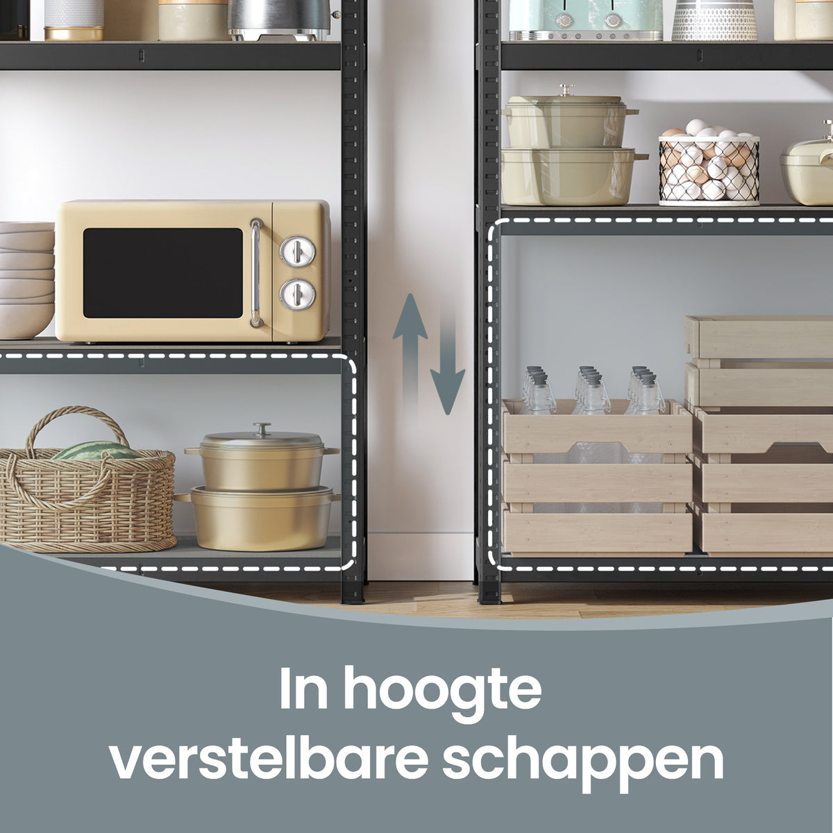 Zwaar Metalen Stellingrek met 5 Verstelbare Planken (Dubbel)