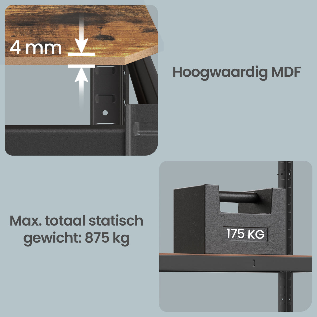 Zwaar Metalen Stellingrek met 5 Verstelbare Planken (Dubbel)