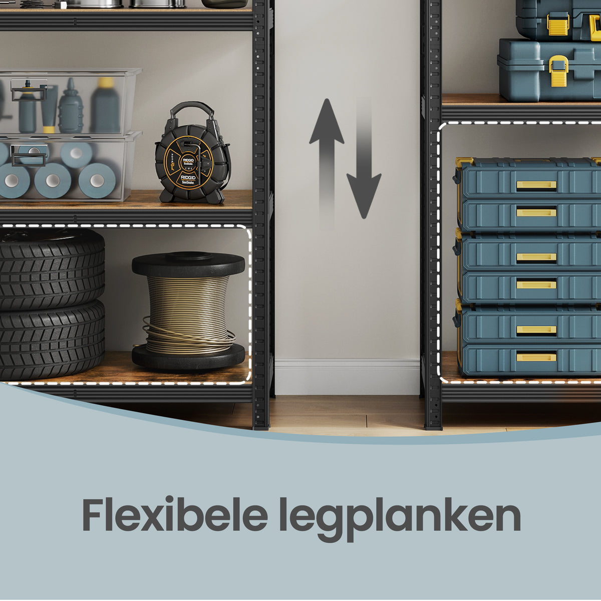 Zwaar Metalen Stellingrek met 5 Verstelbare Planken (Dubbel)