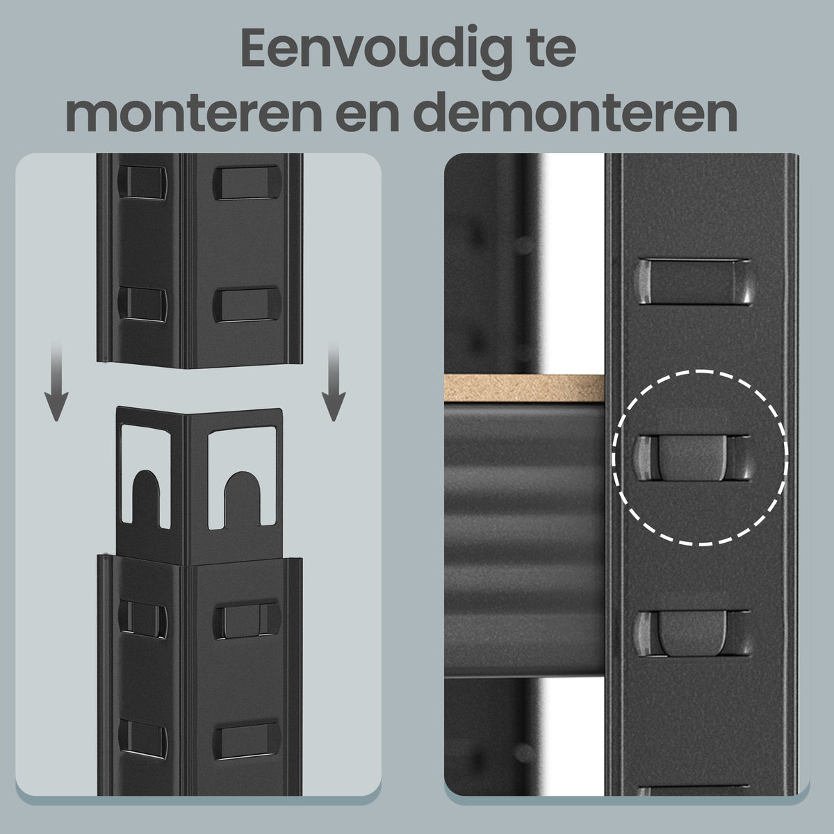 Zwaar Metalen Stellingrek met 5 Verstelbare Planken (Dubbel)