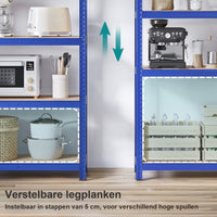Zwaar Metalen Stellingrek met 5 Verstelbare Planken (Dubbel)