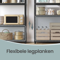 Zwaar Metalen Stellingrek met 5 Verstelbare Planken (Dubbel)