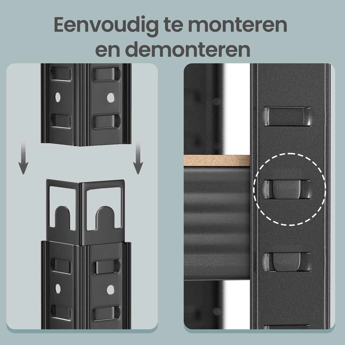 Zwaar Metalen Stellingrek met 5 Verstelbare Planken (Dubbel)