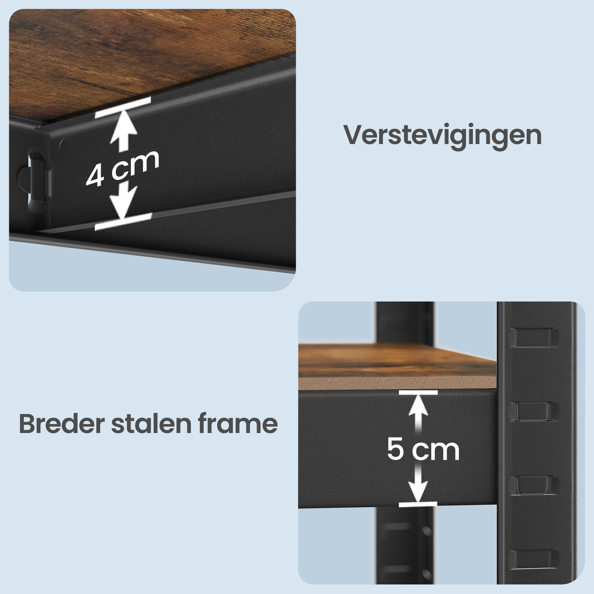 Zwaar Metalen Stellingrek met 5 Verstelbare Planken (Dubbel)