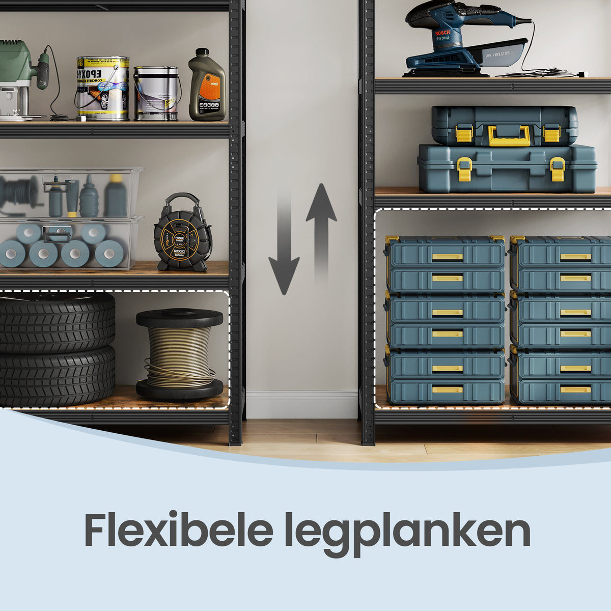 Zwaar Metalen Stellingrek met 5 Verstelbare Planken (Dubbel)
