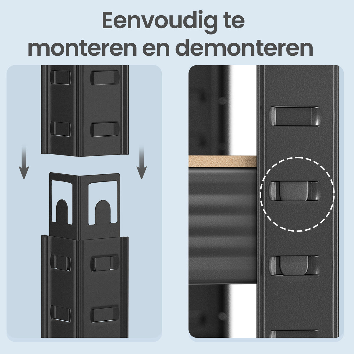Zwaar Metalen Stellingrek met 5 Verstelbare Planken (Dubbel)