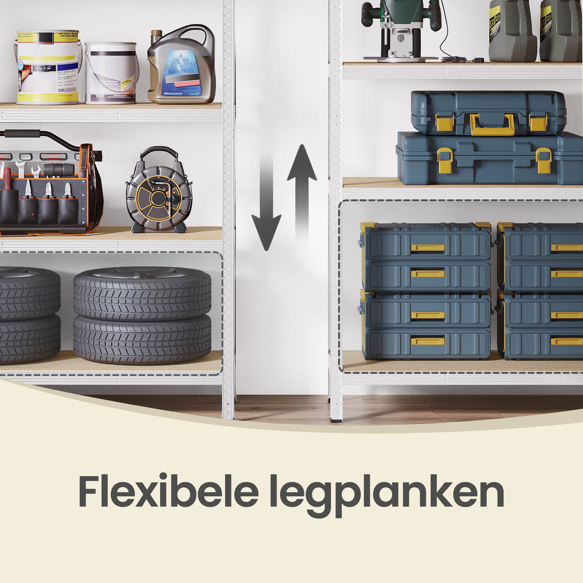 Zwaar Metalen Stellingrek met 5 Verstelbare Planken (Dubbel)