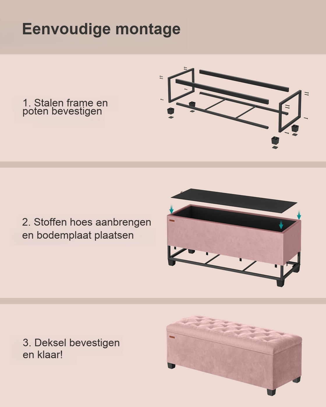 Fluwelen Opbergbank met 103 Liter Opbergruimte