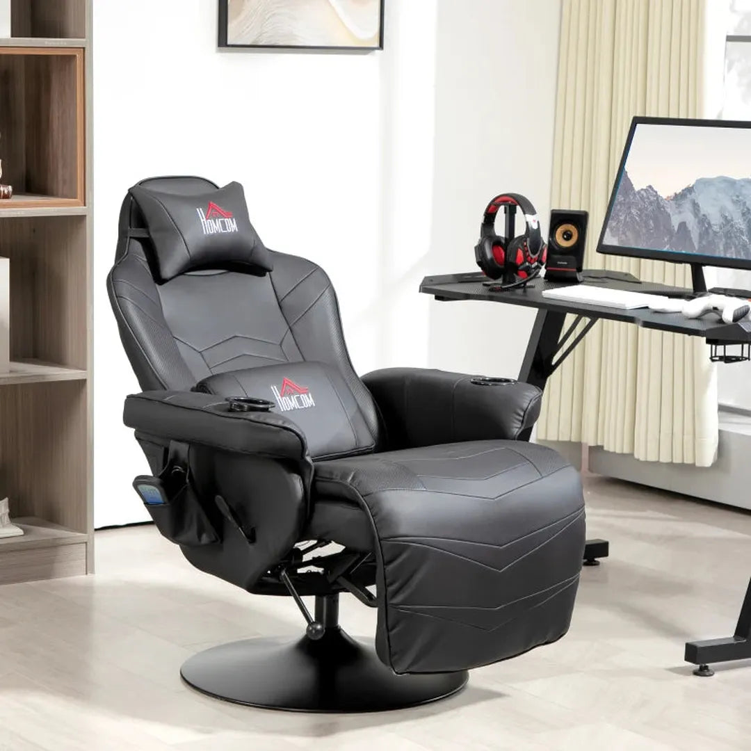 Gamingstoel met Massagefunctie, Voetsteun en Verstelbare Rugleuning